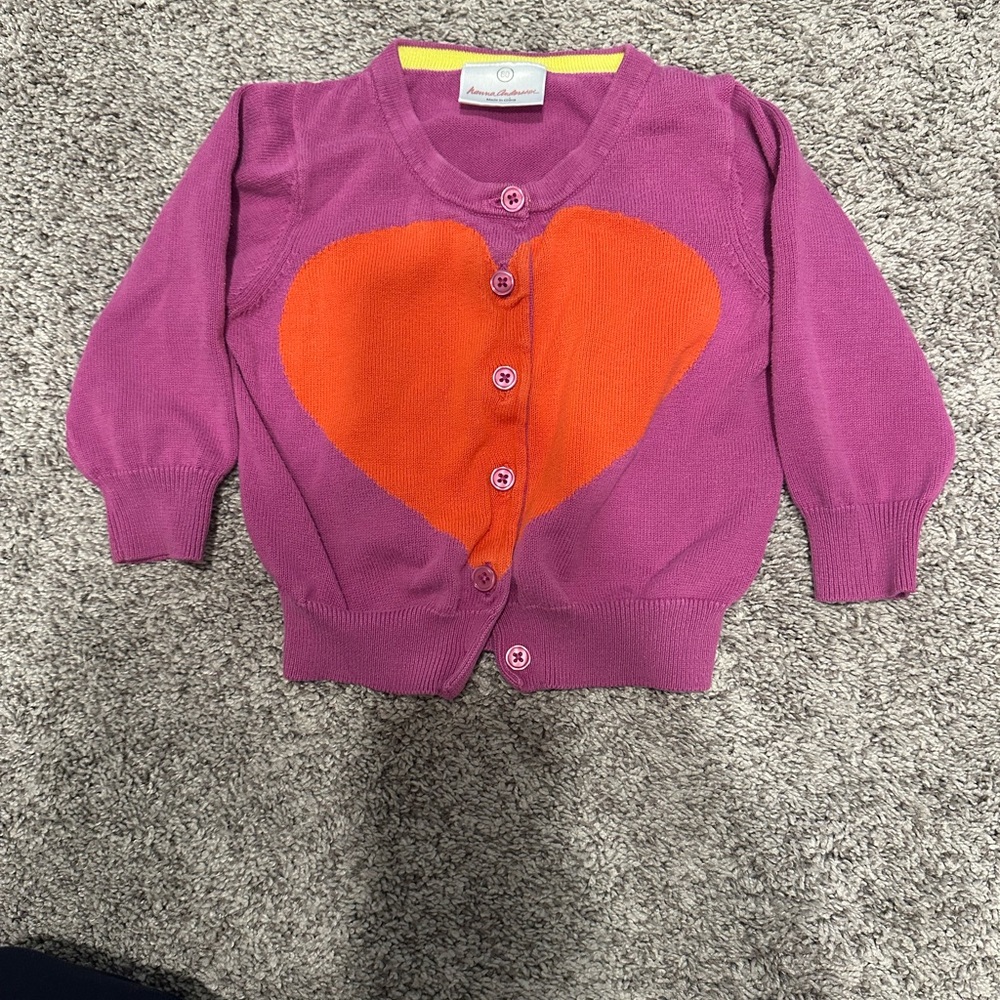 Hanna Andersson Purple and Orange Heart Sweater